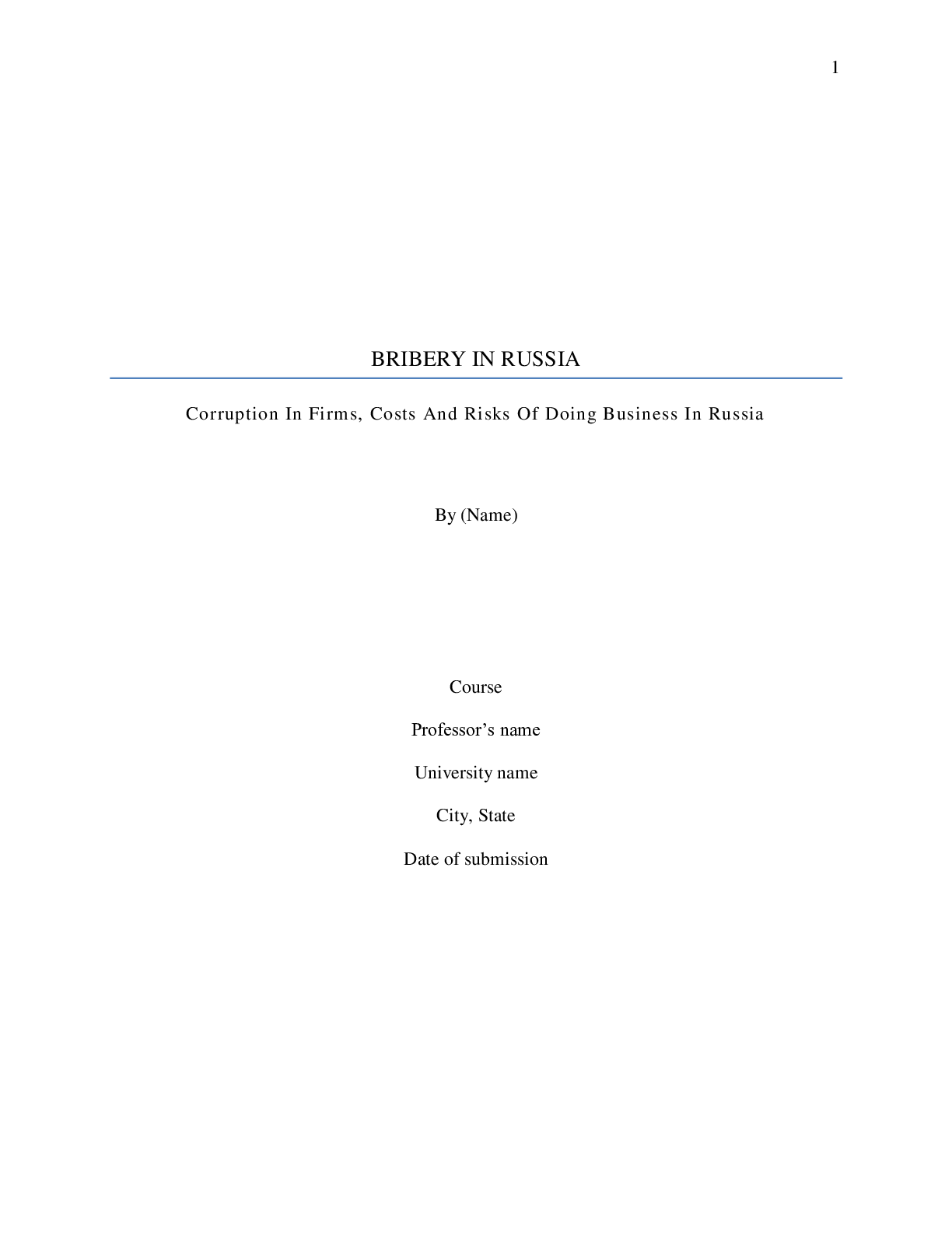 Preview image for BRIBERY IN RUSSIA